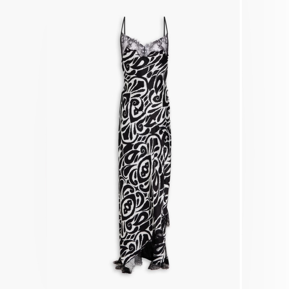 NICHOLAS Sage lace-trimmed printed satin maxi dress - Picture 2 of 11